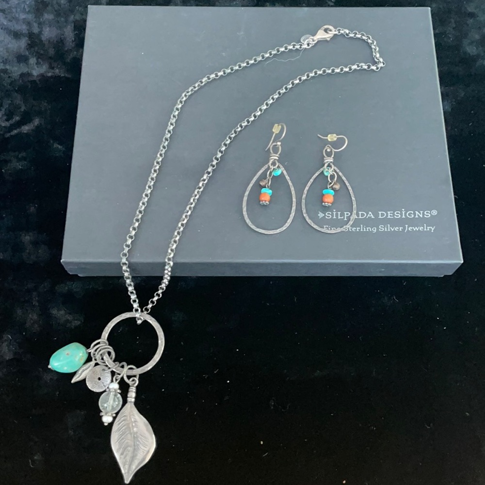 Silpada Silver, Turquoise Necklace and Earring Set